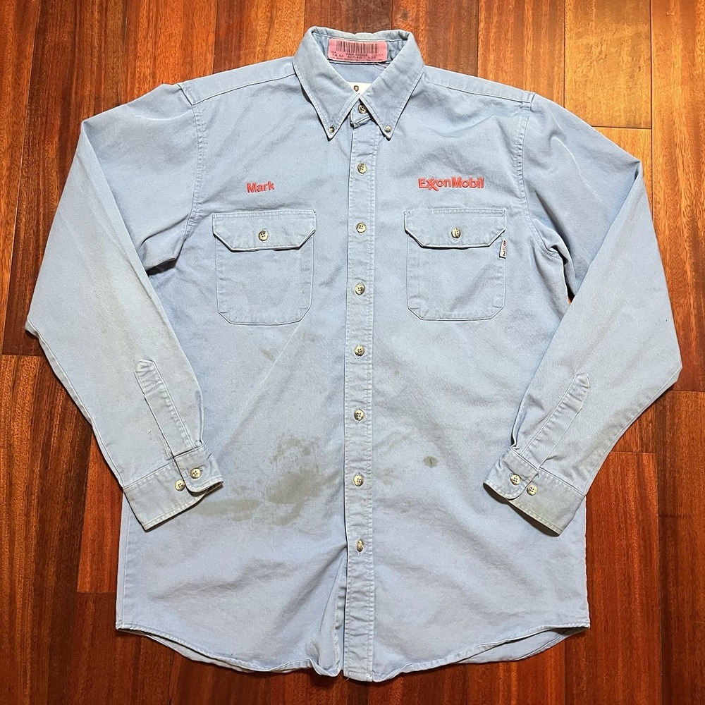 Tyndale Fr Shirt Mens Large EXXONMOBIL Made In USA Grunge Workwear STAINED